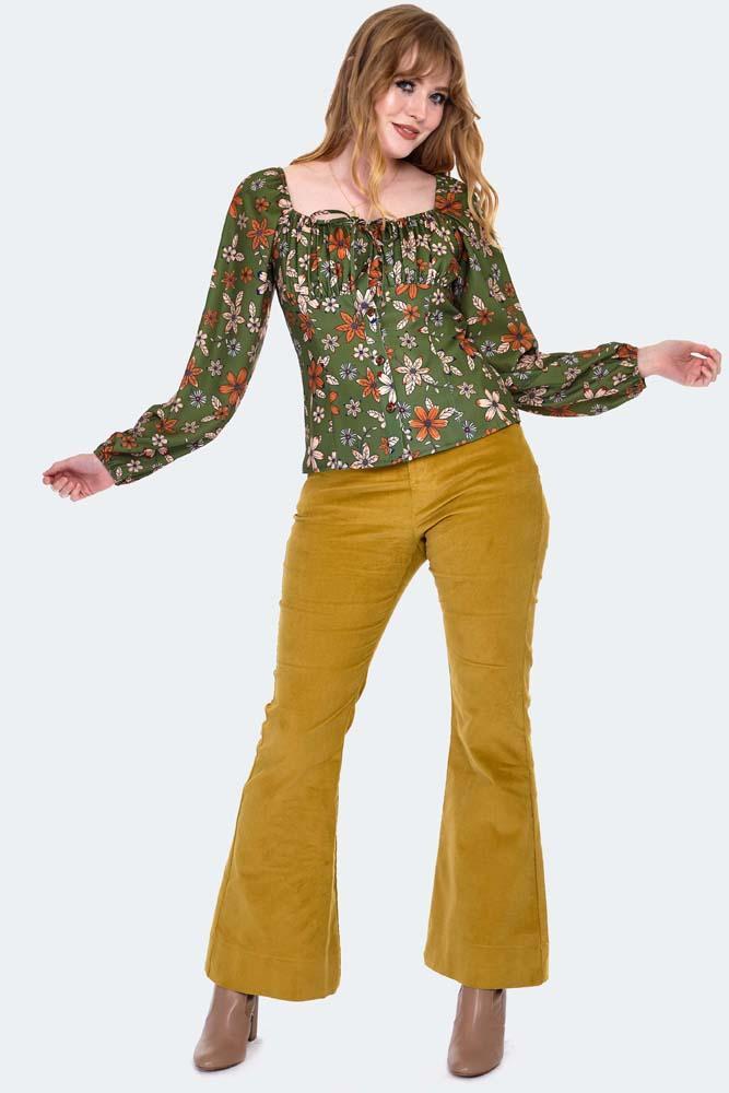 Floral Long Sleeve Tie Top