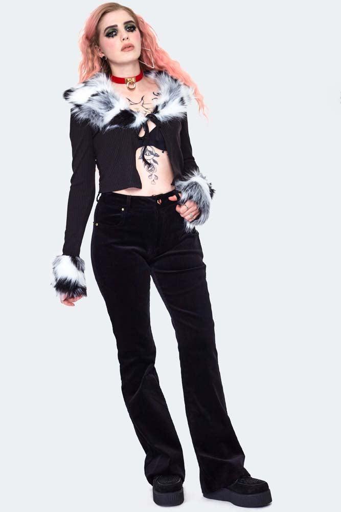 Fur Trim Cropped Cardigan