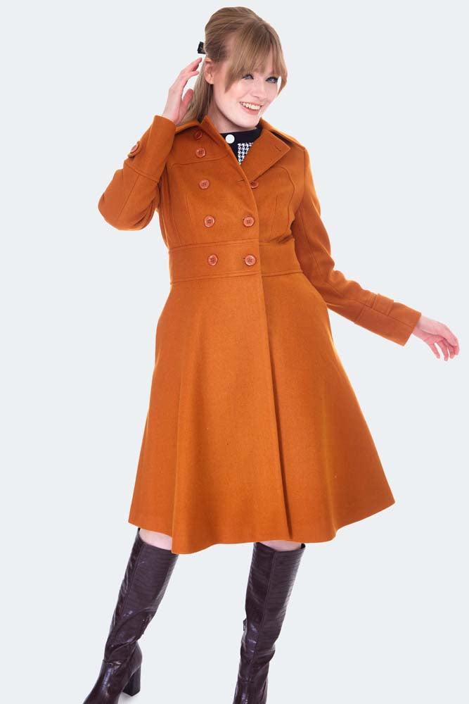 Double Breasted Orange Pea Coat