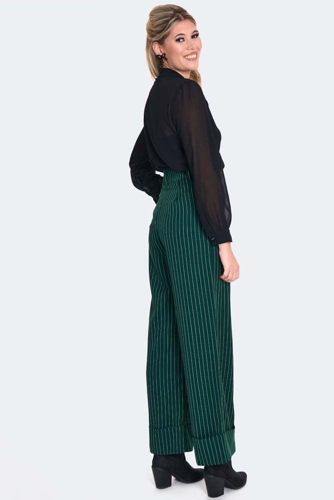 Pinstripe Turn Up Trousers