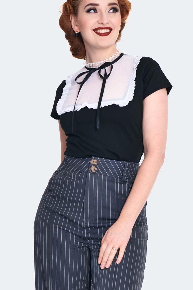 Pinstripe Turn Up Trousers