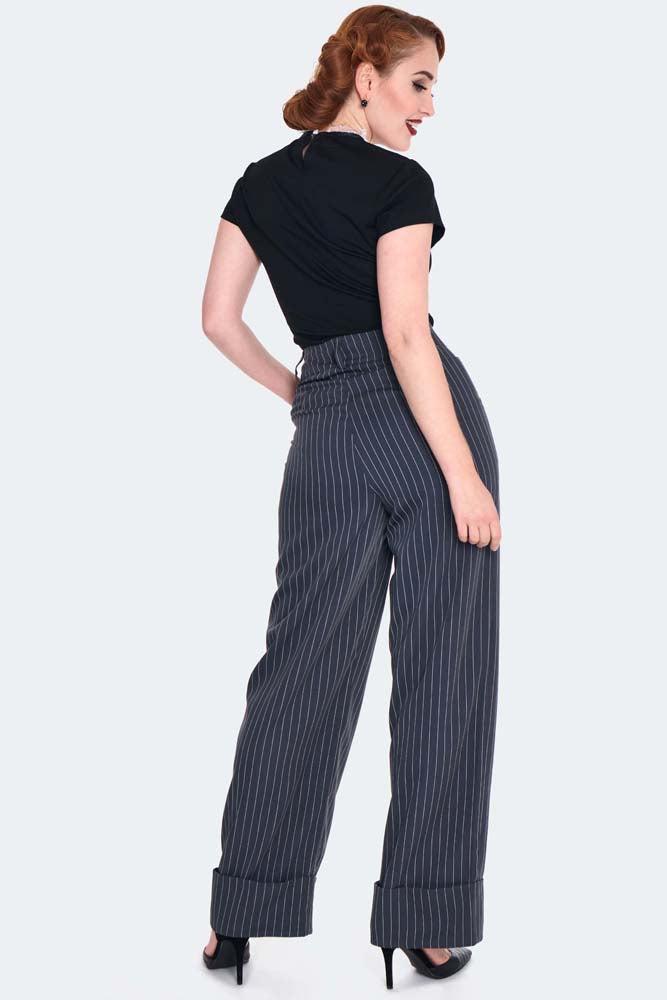 Pinstripe Turn Up Trousers