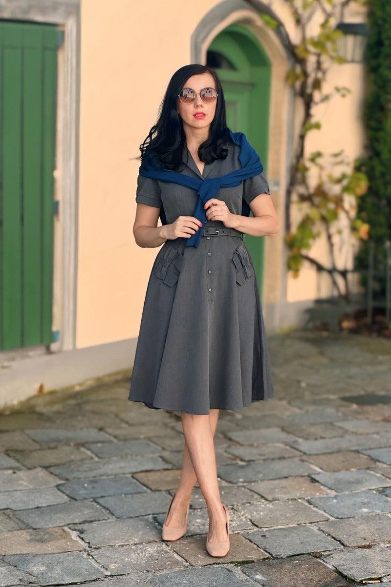 Retro Button Up Flare Dress