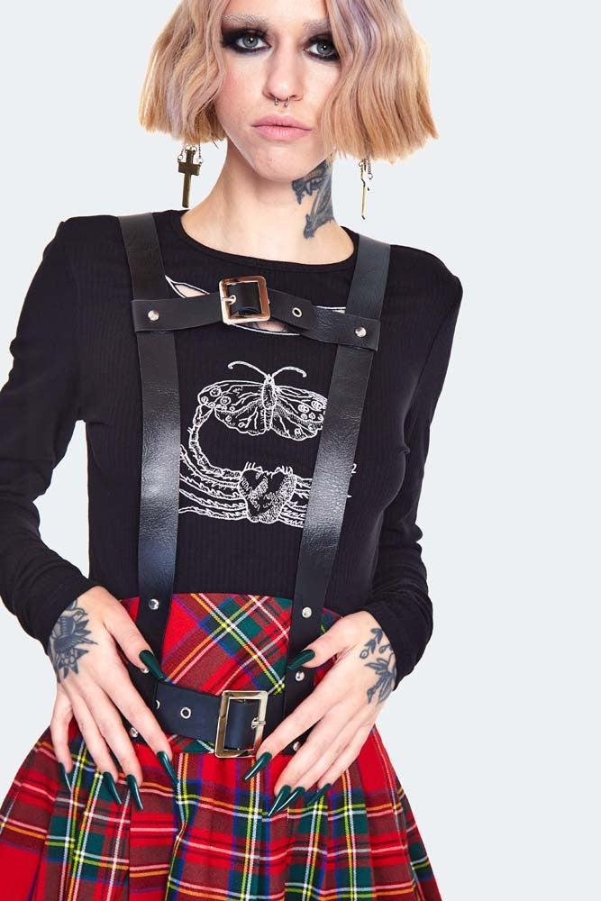 High Waisted Tartan Pleated Skirt