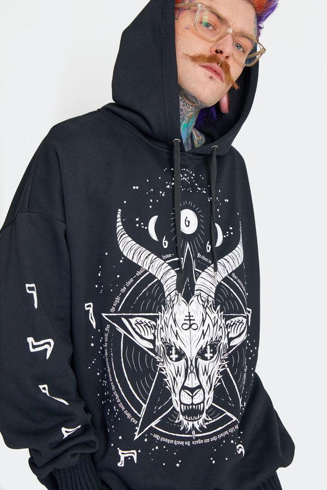 Baphomet Print Oversized Hoodie