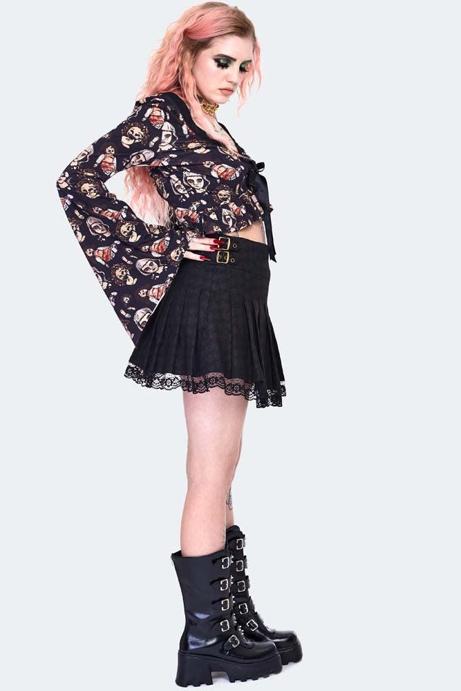 Houndstooth Printed School Skirt