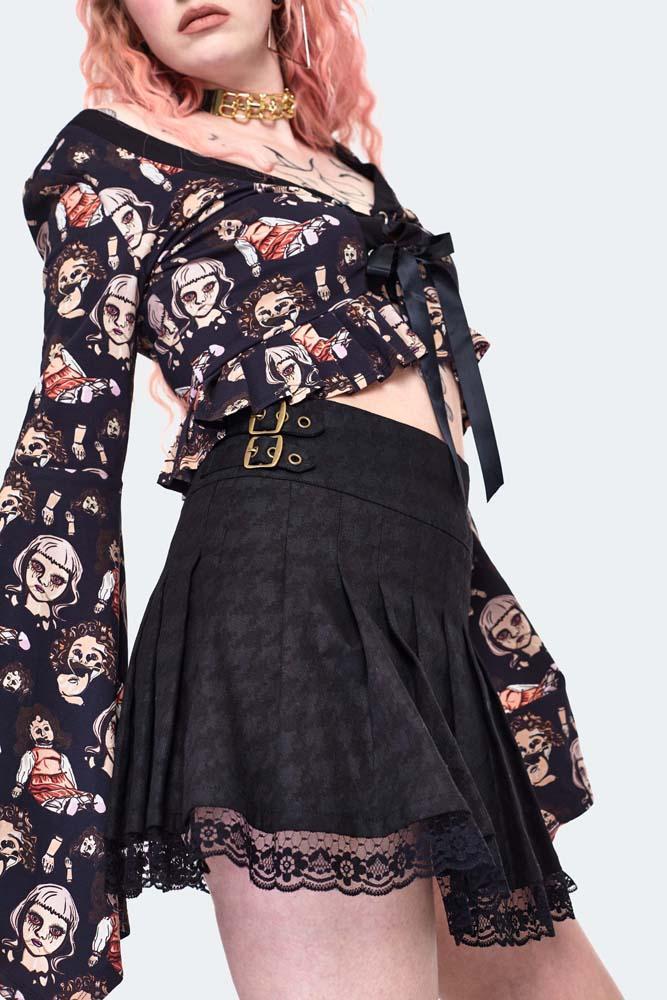 Houndstooth Printed School Skirt