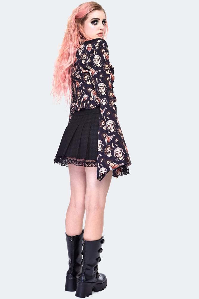 Houndstooth Printed School Skirt