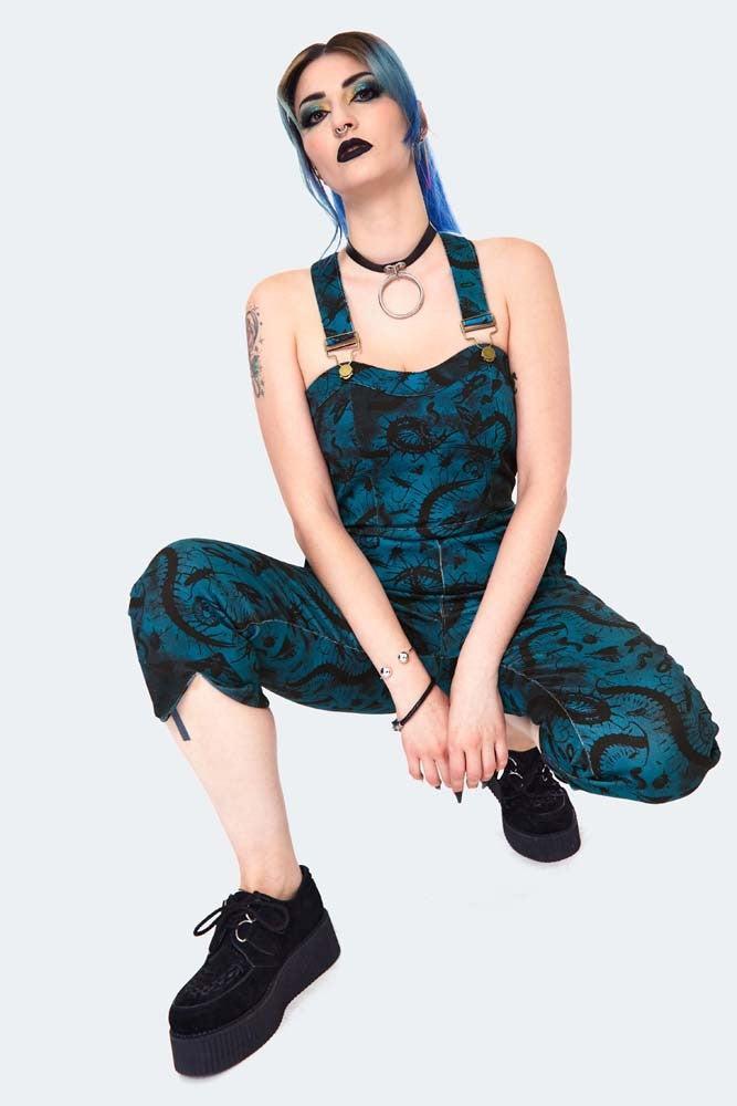 Insect Print Cropped Jumpsuit