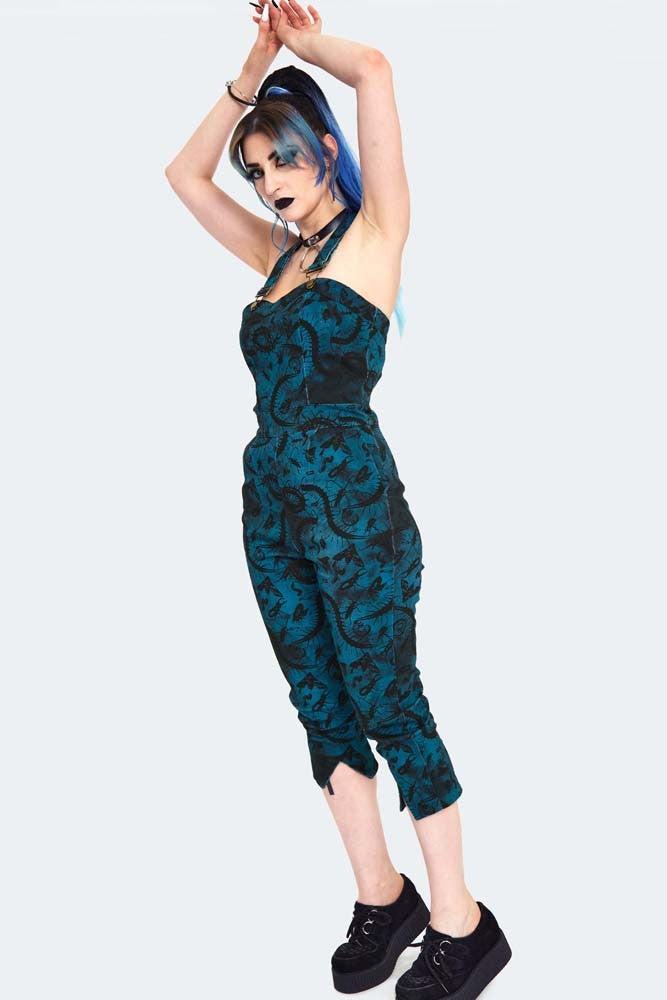 Insect Print Cropped Jumpsuit