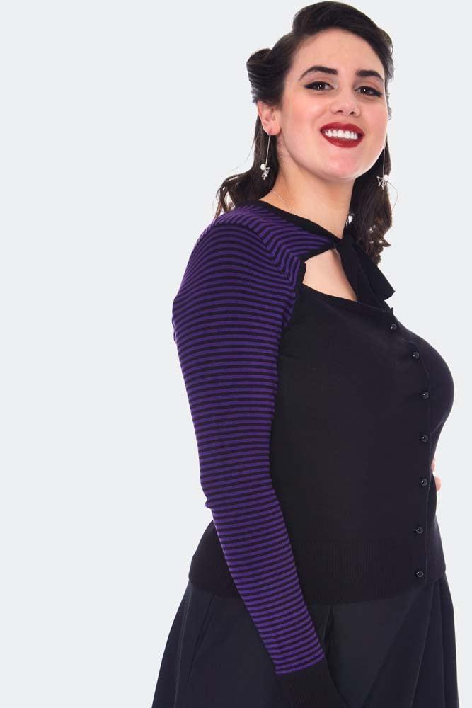 Cut Out Striped Cardigan