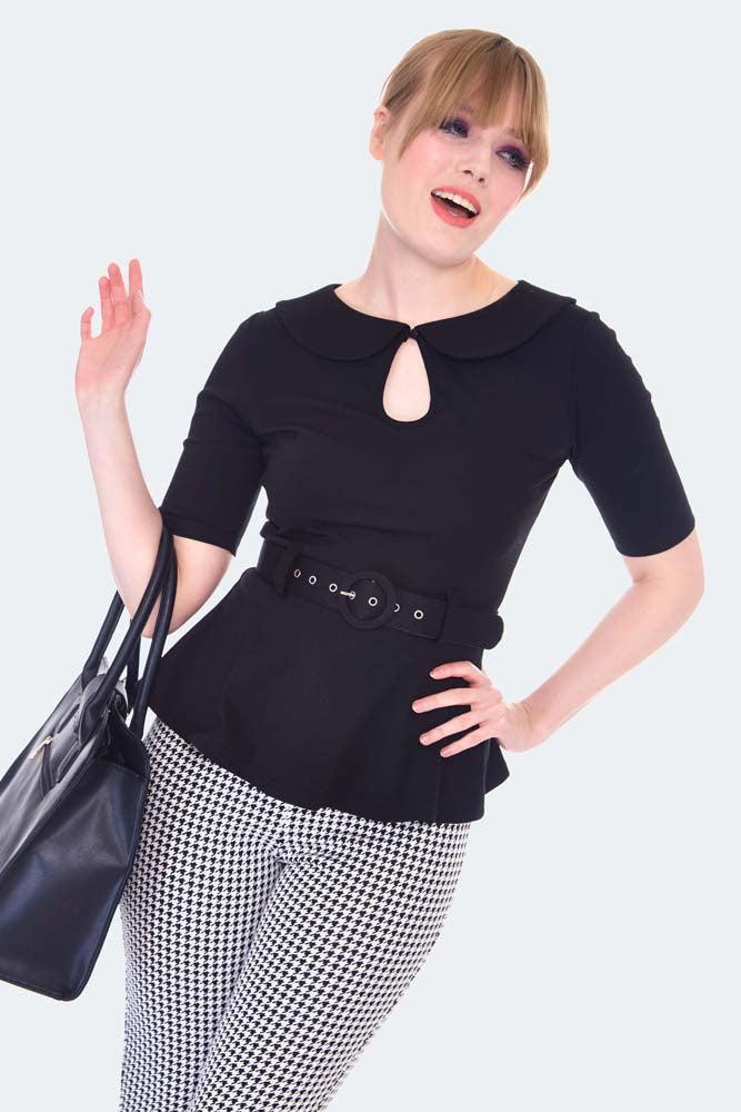 60s Peplum Hem Belted Top