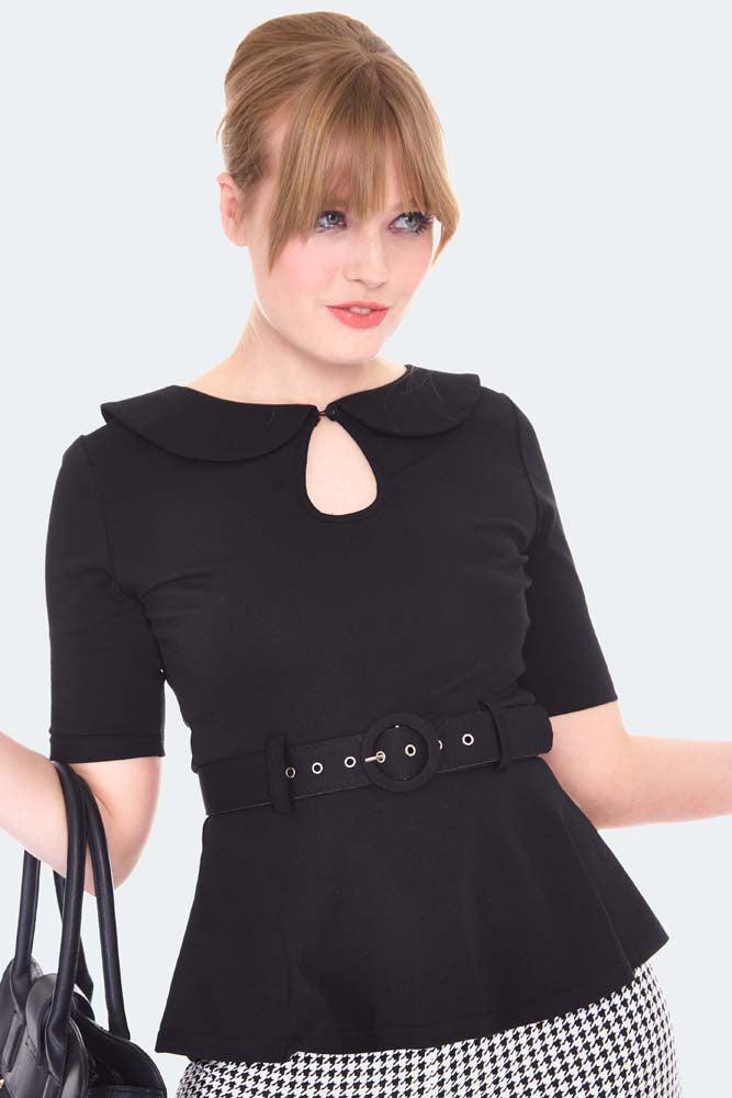 60s Peplum Hem Belted Top