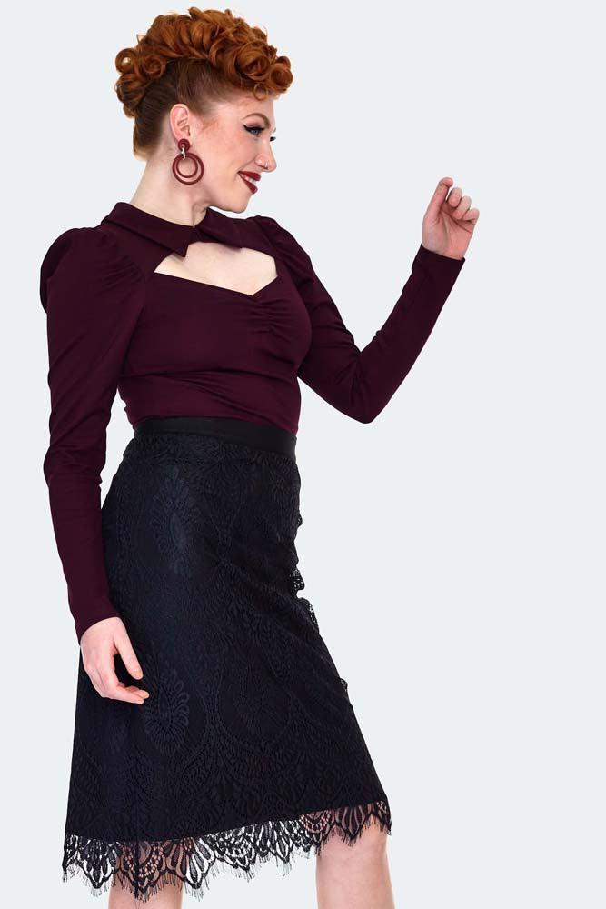 Black Lace Midi Skirt