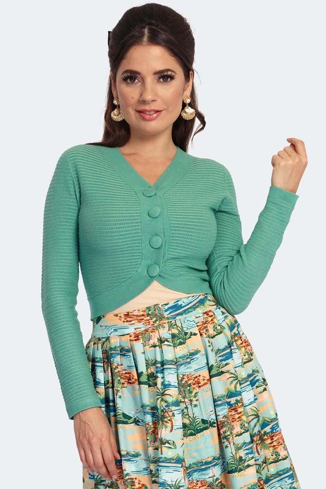 60s Textured Knit Cropped Cardigan