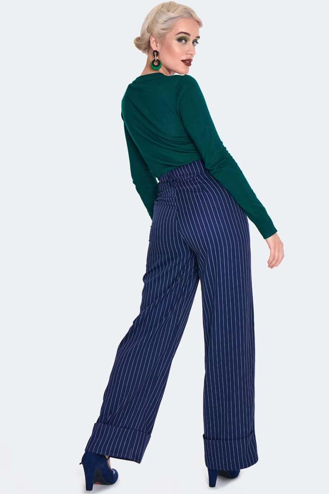 Pinstripe Turn Up Trousers