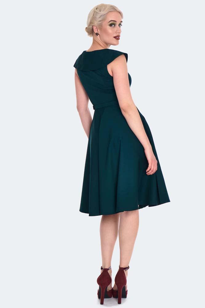 Green Plain Flare Dress