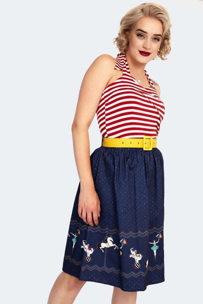 Patricia Print Skirt With A Circus-themed Border