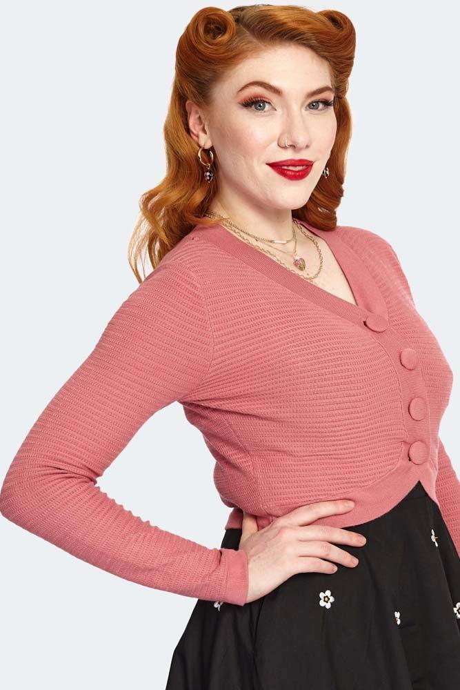 60s Textured Knit Cropped Cardigan