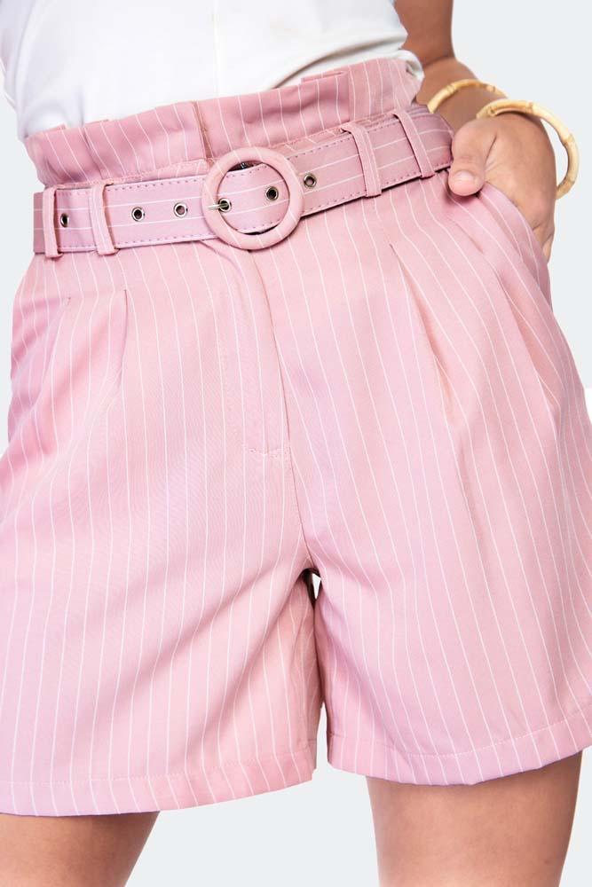 Pinstripe paperbag waist shorts
