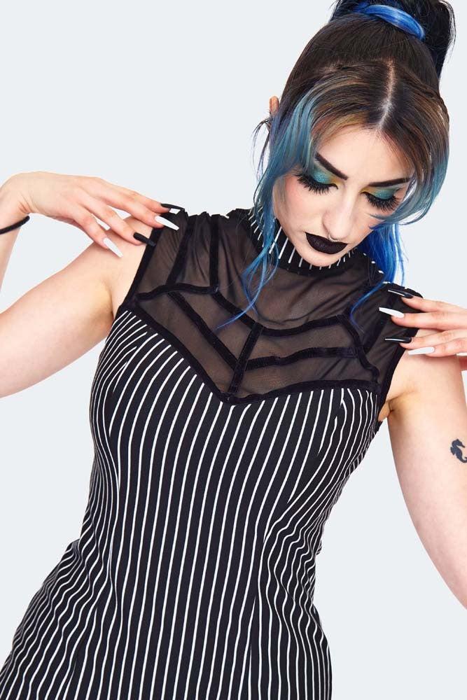 Pinstripe Spiderweb Dress