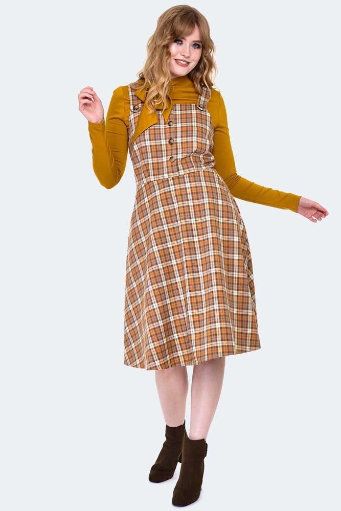 Plaid Pinafore Flare Dress