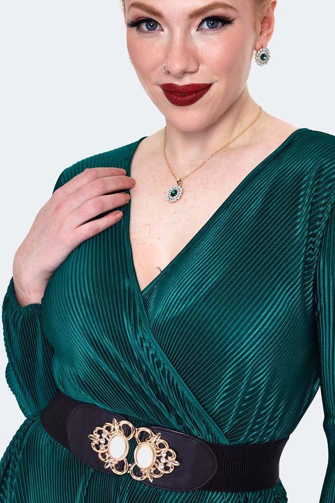 Plisse Wrap Midi Flare Dress