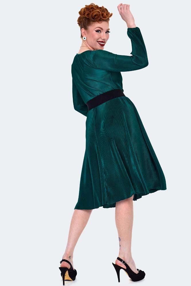 Plisse Wrap Midi Flare Dress