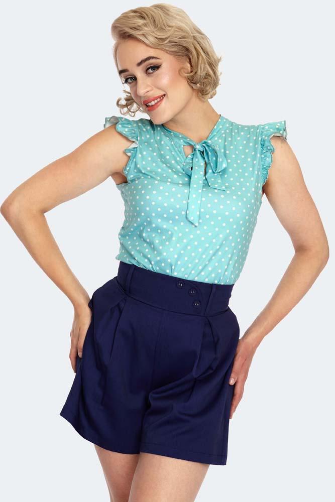 Polka Dot Tie Neck Sleeveless Top