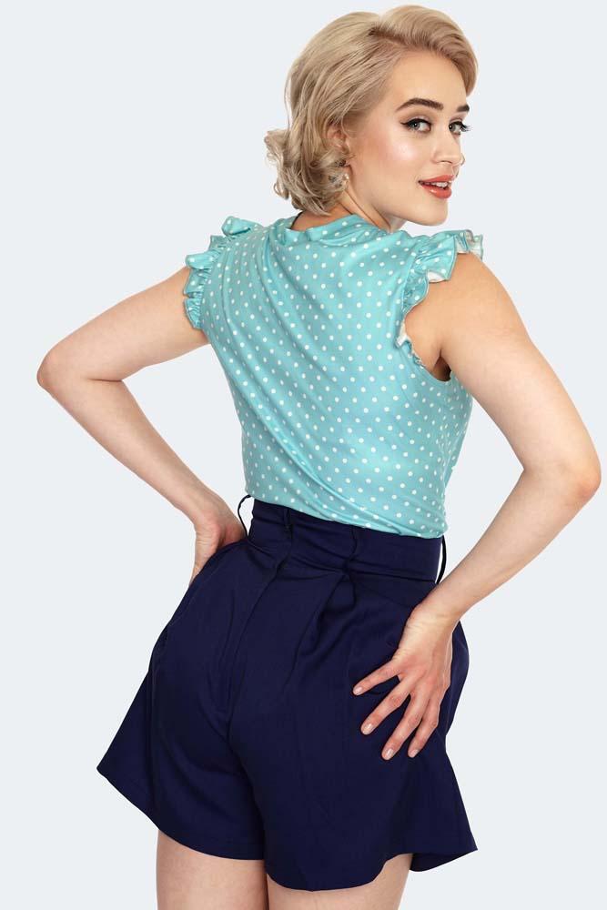 Polka Dot Tie Neck Sleeveless Top