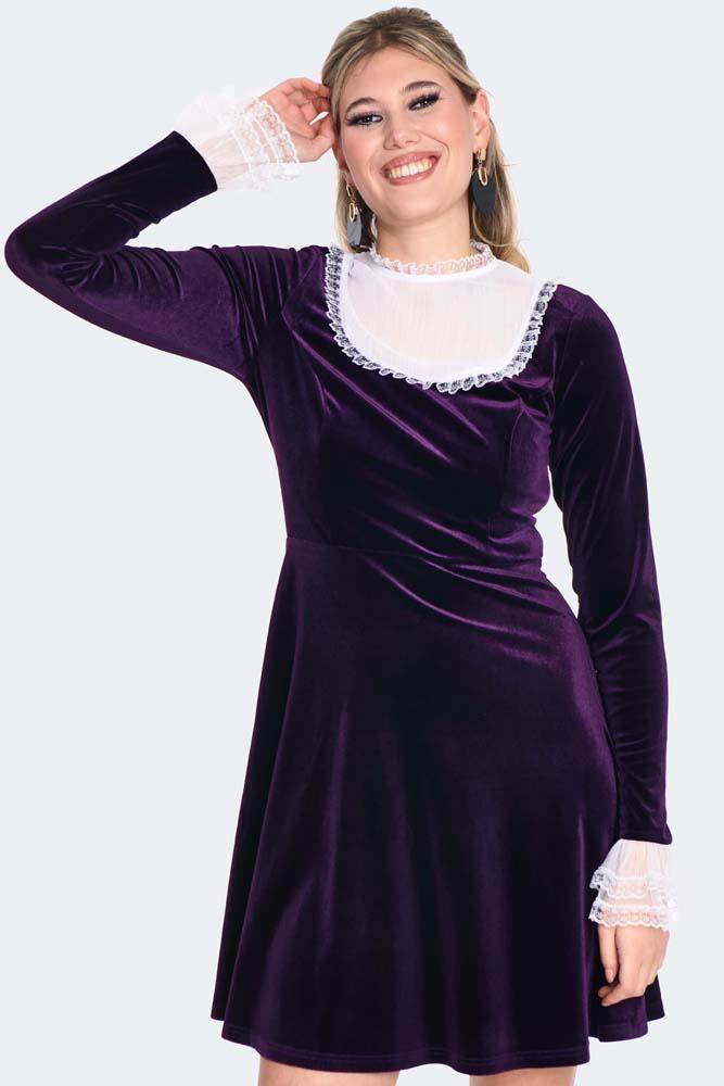 Ruffle Sleeve Velvet Flare Dress