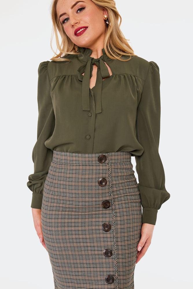 Houndstooth Pencil Skirt