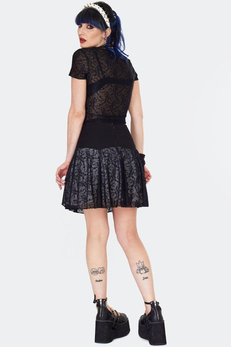 Black Lace Up Mini Skirt