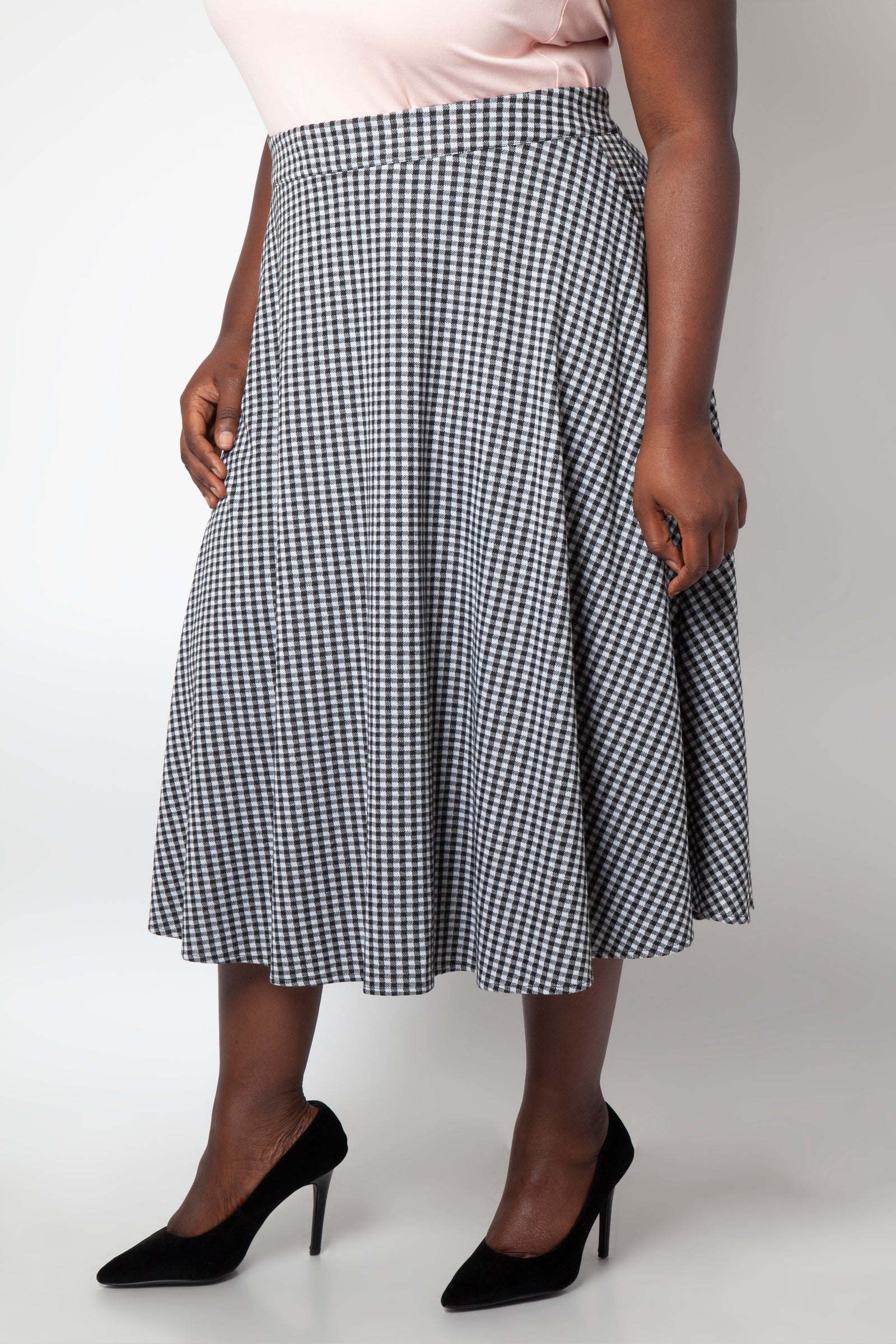 Curve Arianna Houndstooth Flared Skirt