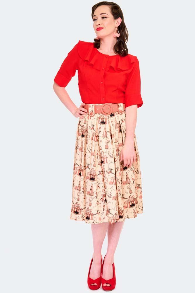 Circus Print Flare Skirt