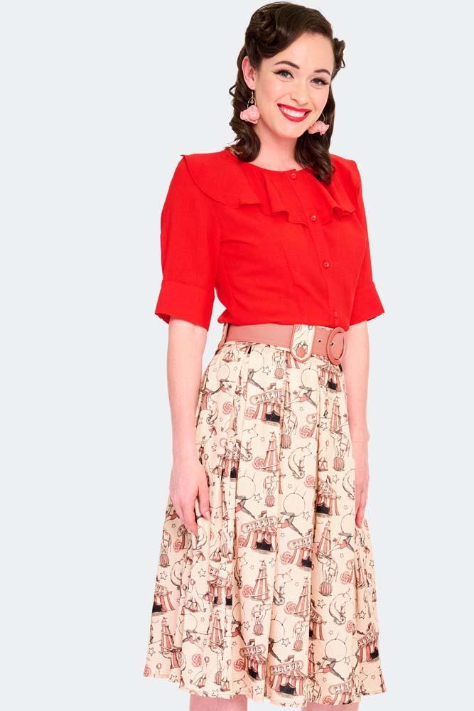 Circus Print Flare Skirt