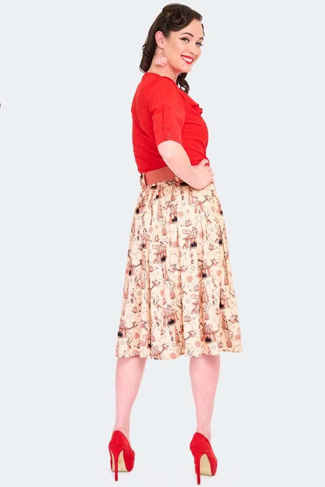 Circus Print Flare Skirt
