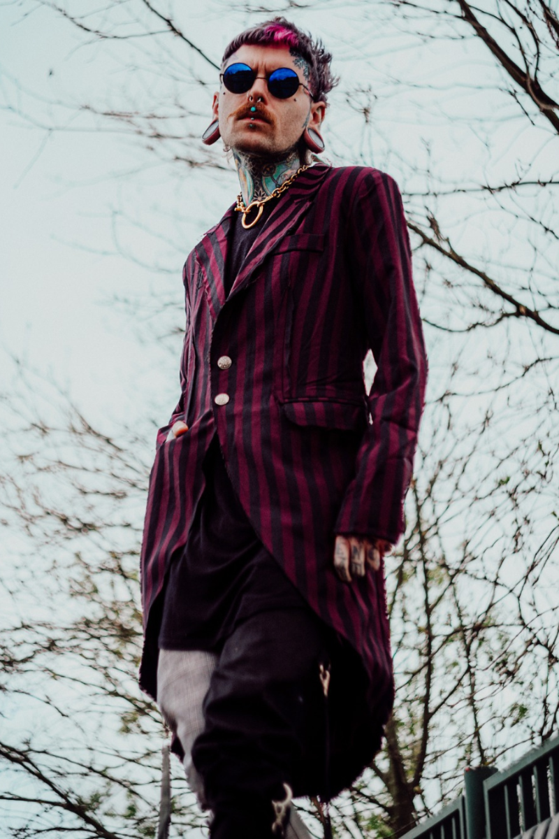 Striped Long Blazer Tailcoat