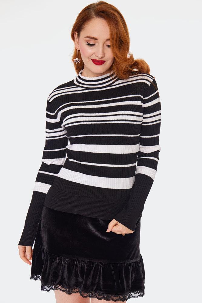 Multi Striped High Neck Sweater