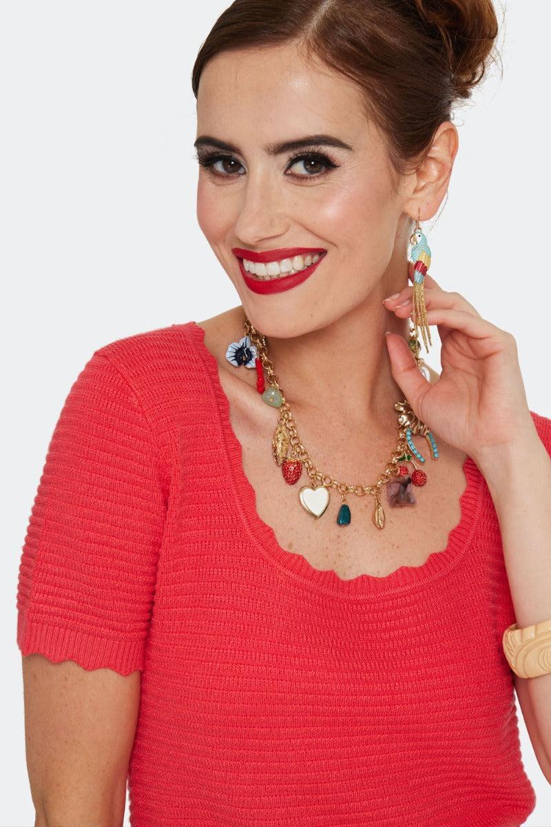 Scalloped Edge Scoop Neck Top