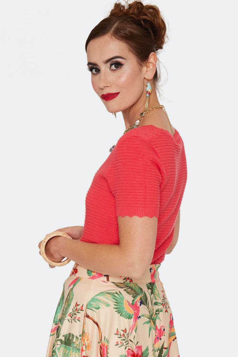 Scalloped Edge Scoop Neck Top