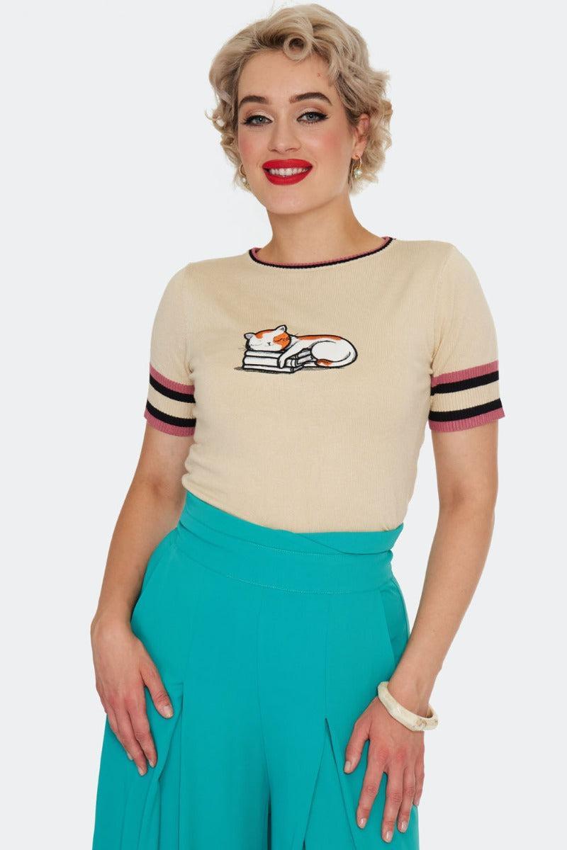 Cat Asleep On A Book Sweater