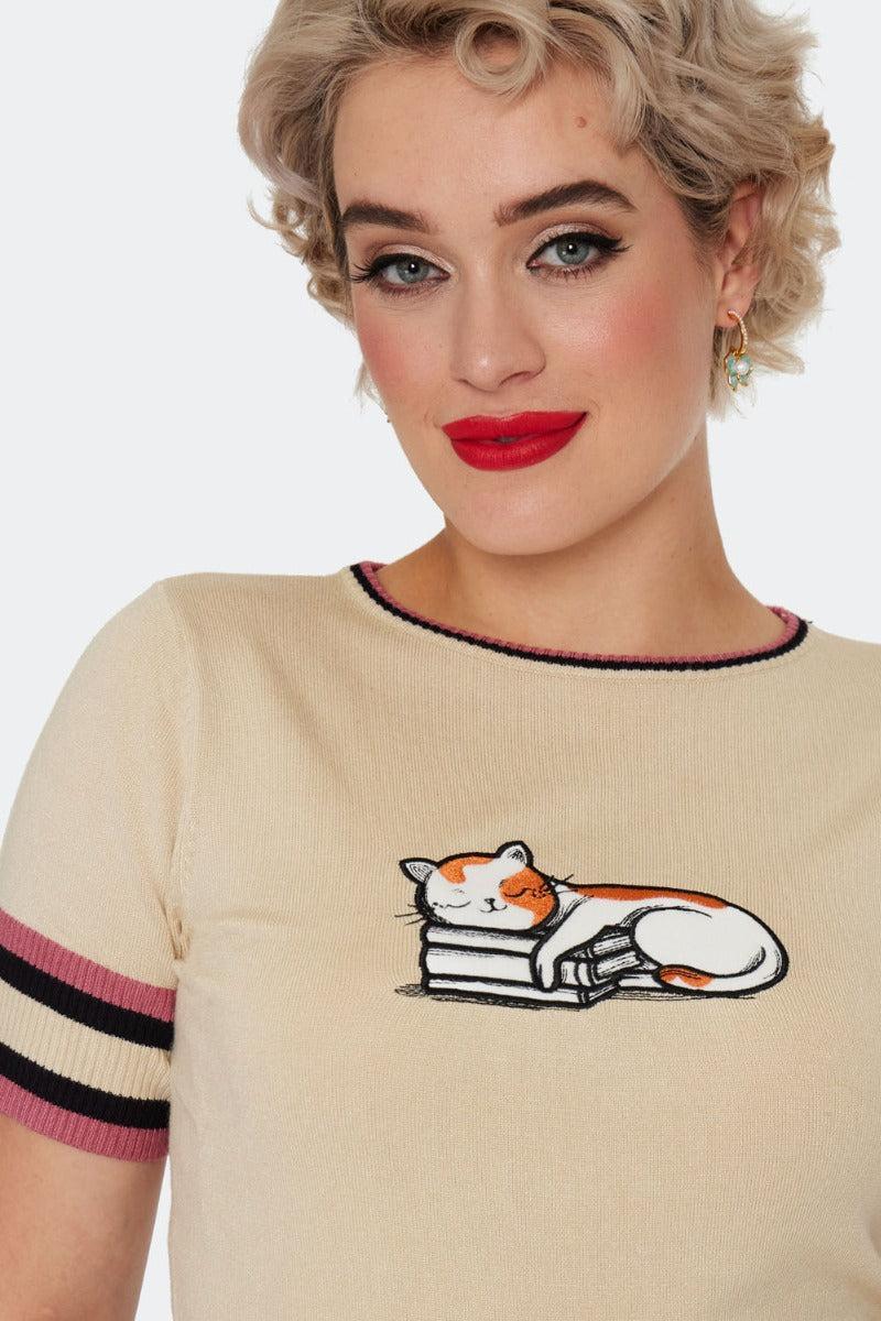 Cat Asleep On A Book Sweater