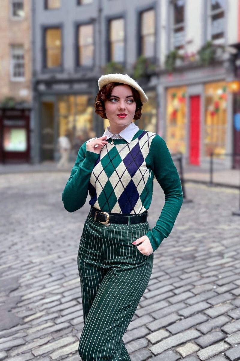 Vintage Knitted Argyle Sweater