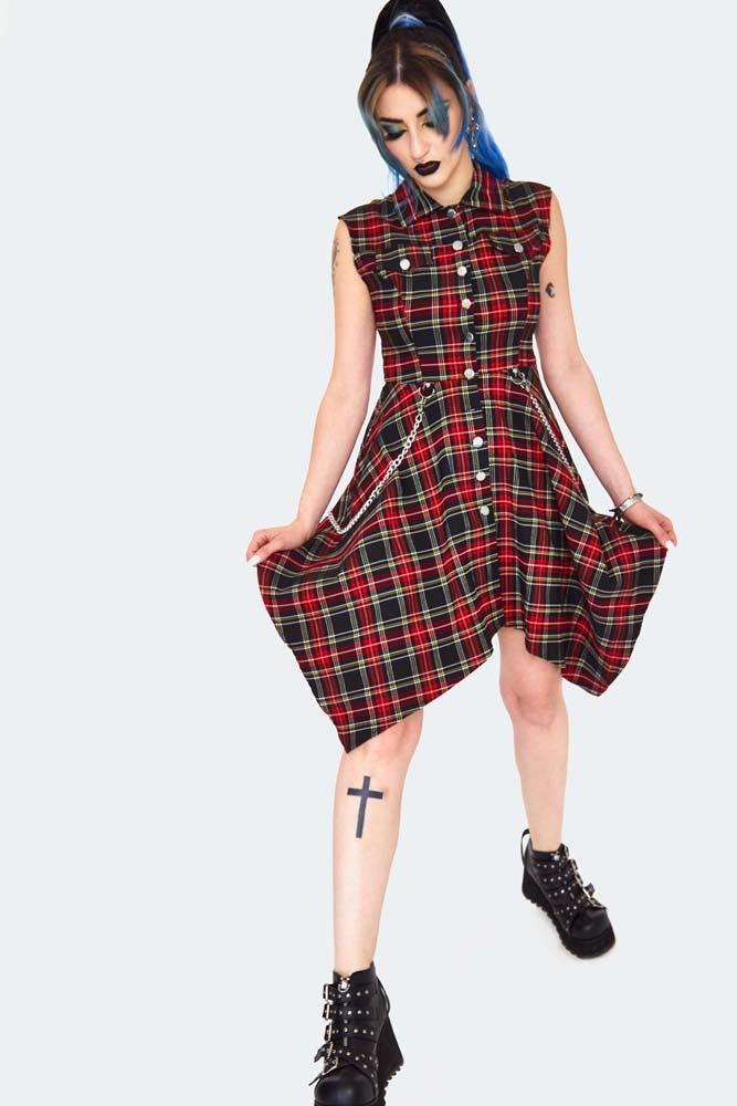 Tartan Shirtdress With Chains