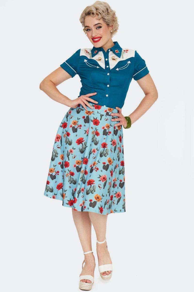 Cactus Floral Western Blouse