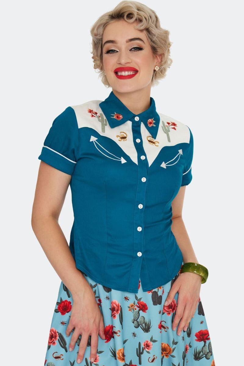 Cactus Floral Western Blouse