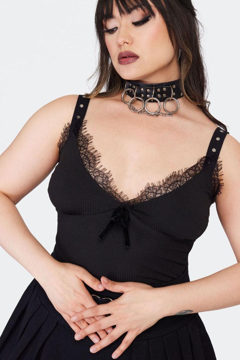 Lace Trims Black Top