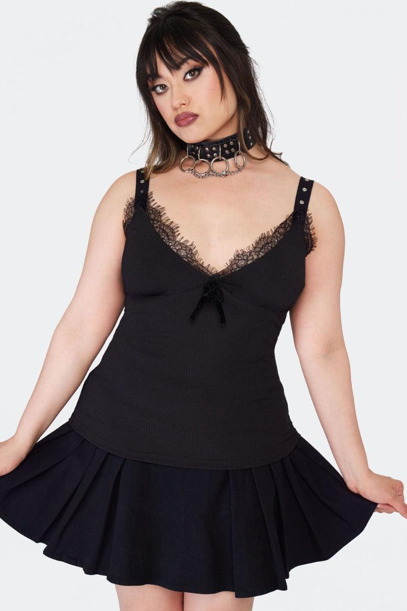 Lace Trims Black Top