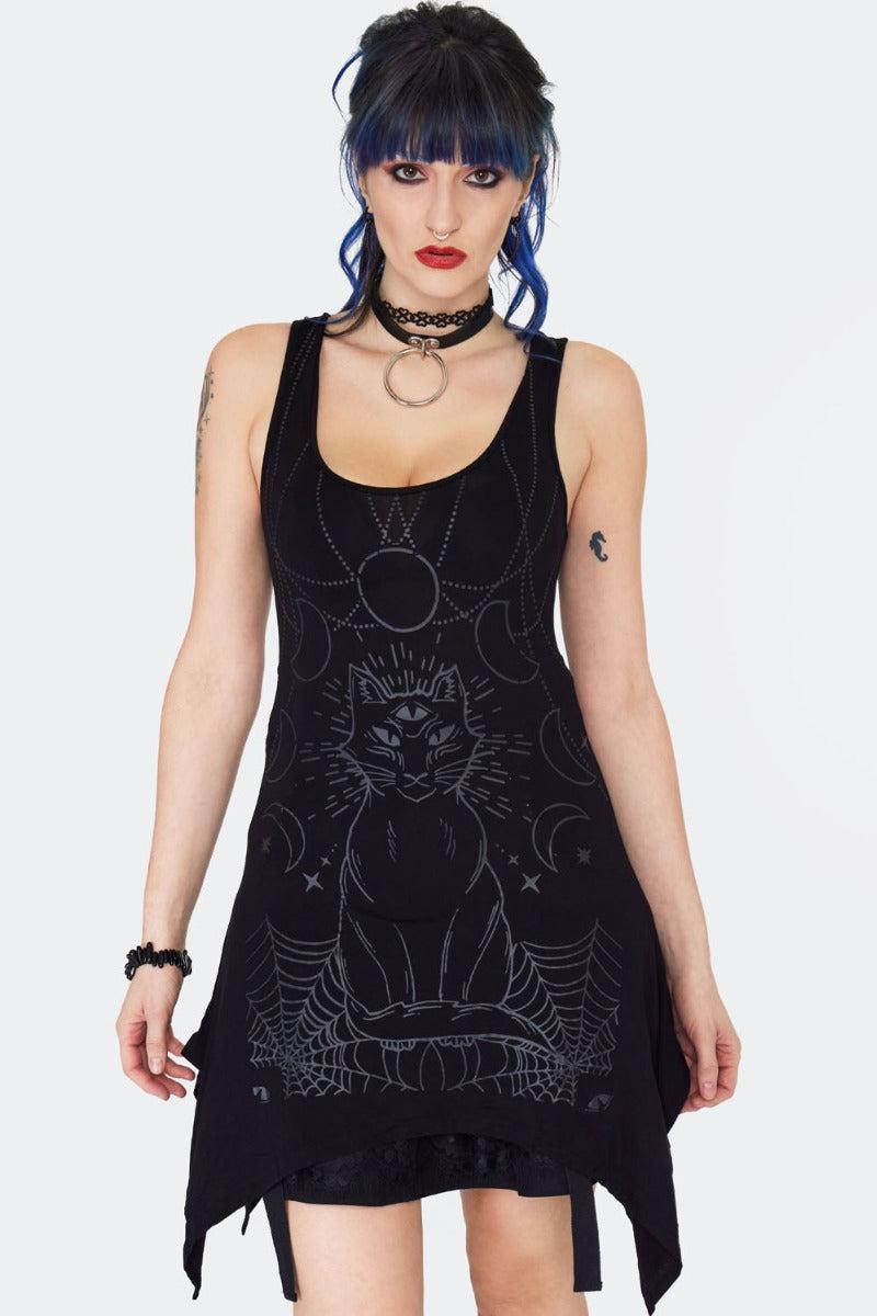 Mystic Cat Tie Back Tunic Top